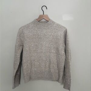 Sparkle Striped Ophelia Roe Beige Knit Sweater